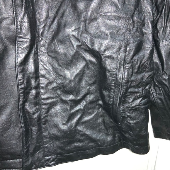 Wilson Leather zip front black jacket Sz M zip out Thinsulate lining unisex - Picture 2 of 12